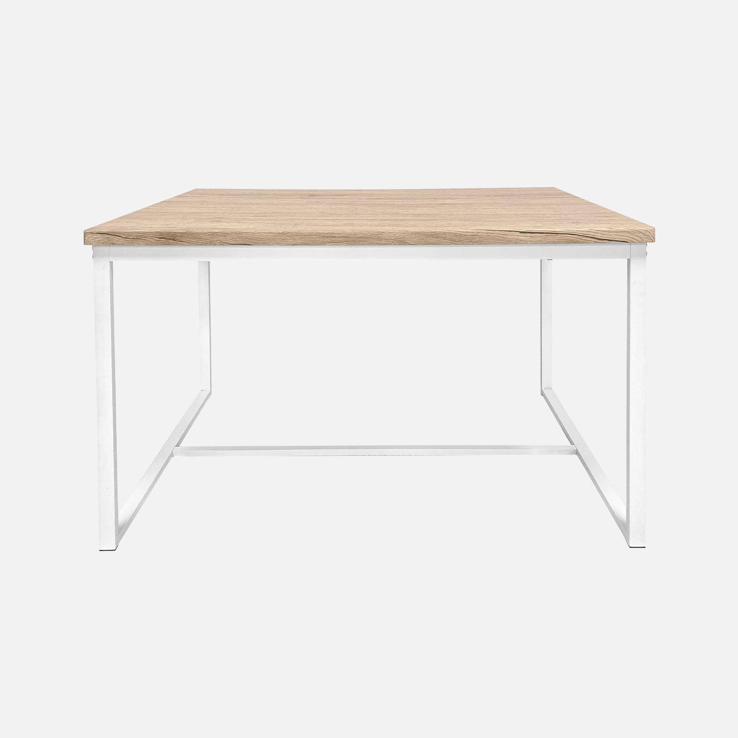 Set LOFT table rectangulaire en acier blanc mat L140x l80 x H75cm, 2 bancs de L120x l35x H46cm, 4 places Photo5