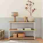 Low 3 shelf metal and wood effect bookcase, 120x30x80cm  - Loft - White Photo1
