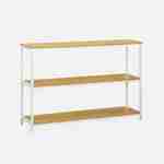 Low 3 shelf metal and wood effect bookcase, 120x30x80cm  - Loft - White Photo2