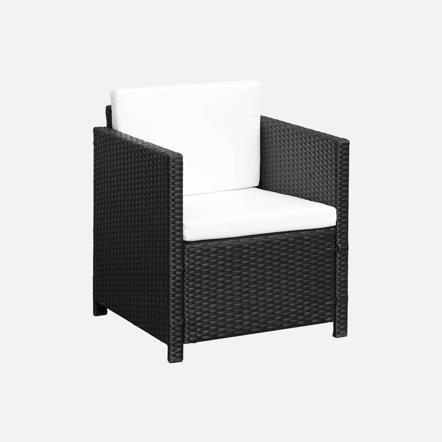 Wicker loungeset - 4 plaatsen - 1 bank, 2 fauteuils, een lage tafel, zwart/ecru Photo4
