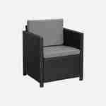 Salon de jardin en résine tressée - Perugia - noir, Coussins gris - 4 places - 1 canapé, 2 fauteuils, une table basse Photo4