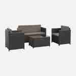 Wicker loungeset - 4 plaatsen - 1 bank, 2 fauteuils, een lage tafel, bruin Photo2