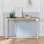 Console en métal blanc mat et décor bois, 120x39x79cm - Loft -  table d'appoint avec 1 barre de renfort  Photo2