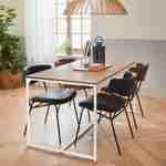 Table à manger rectangulaire métal blanc mat et décor bois - Loft - 4 places, 150cm  Photo2