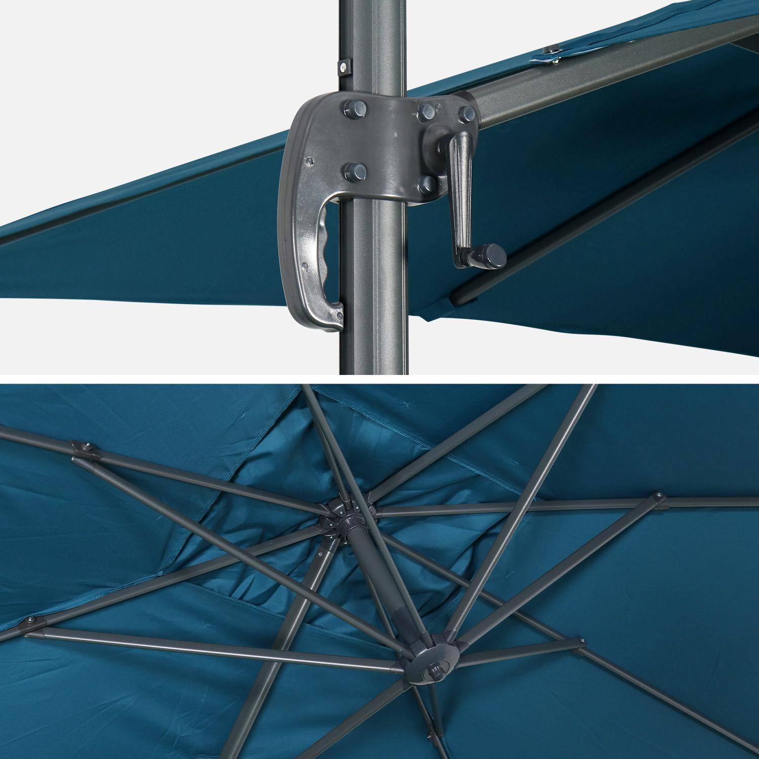 Parasol déporté rectangulaire 2x3m - Antibes - Bleu canard - Parasol excentré inclinable, rabattable et rotatif à 360°. Photo7