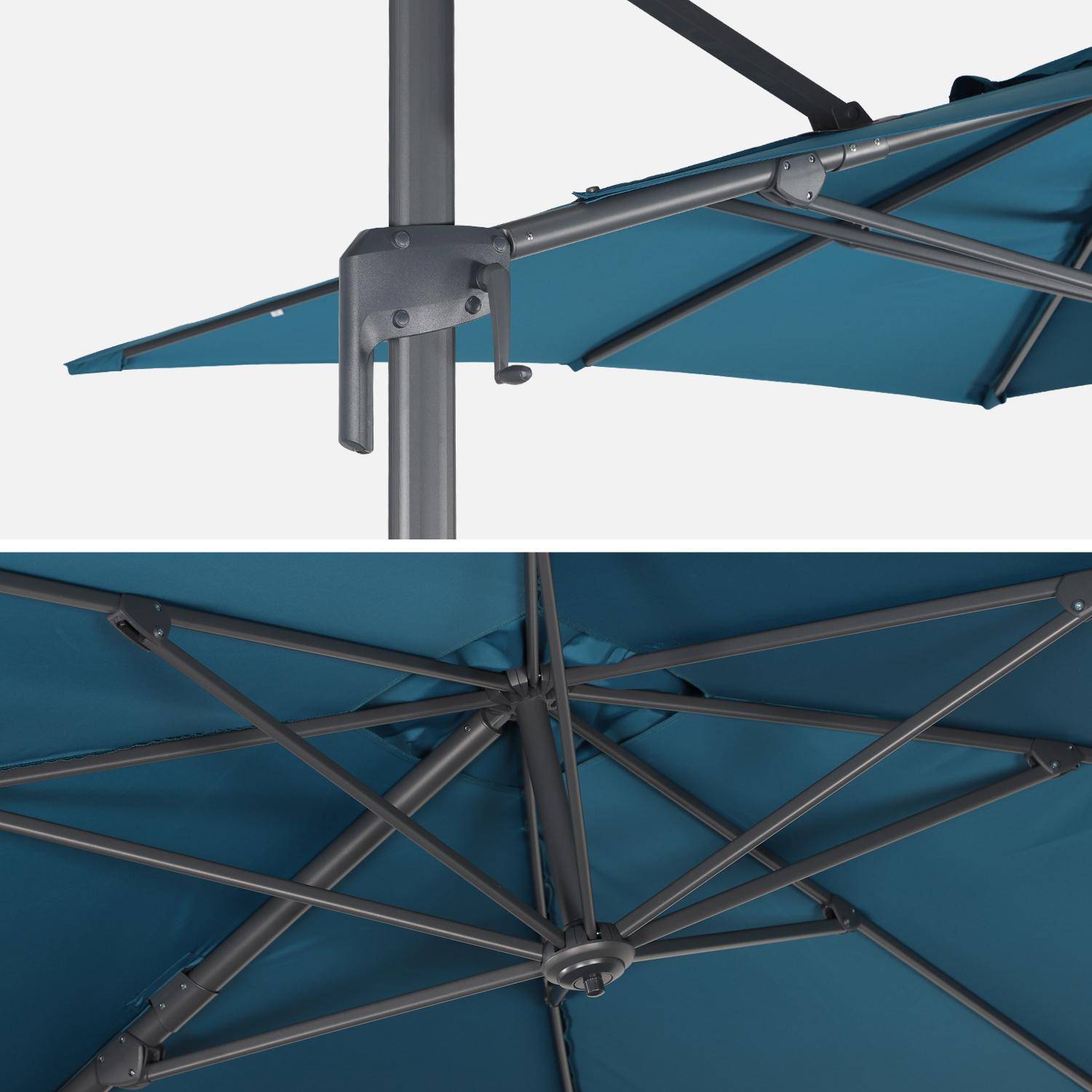 Parasol déporté rectangulaire 2x3m - Antibes - Bleu canard - Parasol excentré inclinable, rabattable et rotatif à 360°.,sweeek,Photo5