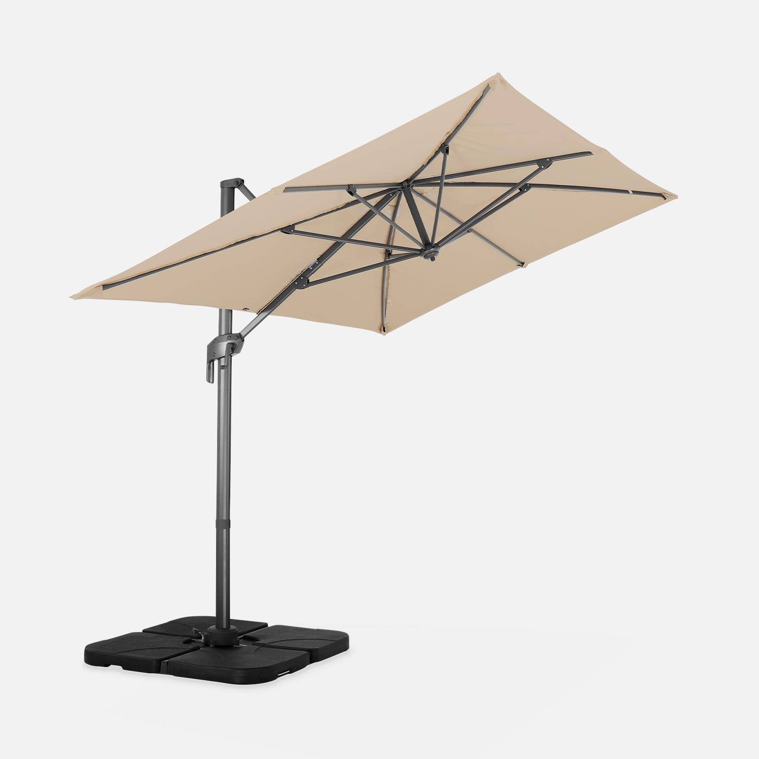 2x3m rectangular cantilever paraso - parasol can be tilted, folded and rotated 360 degreesl - Antibes - Beige Photo4