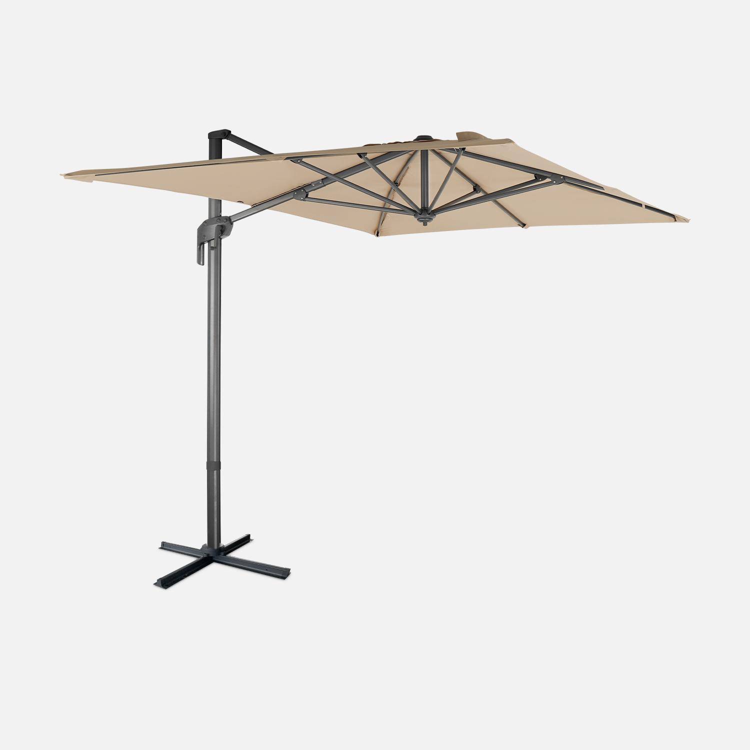 2x3m rectangular cantilever paraso - parasol can be tilted, folded and rotated 360 degreesl - Antibes - Beige Photo2