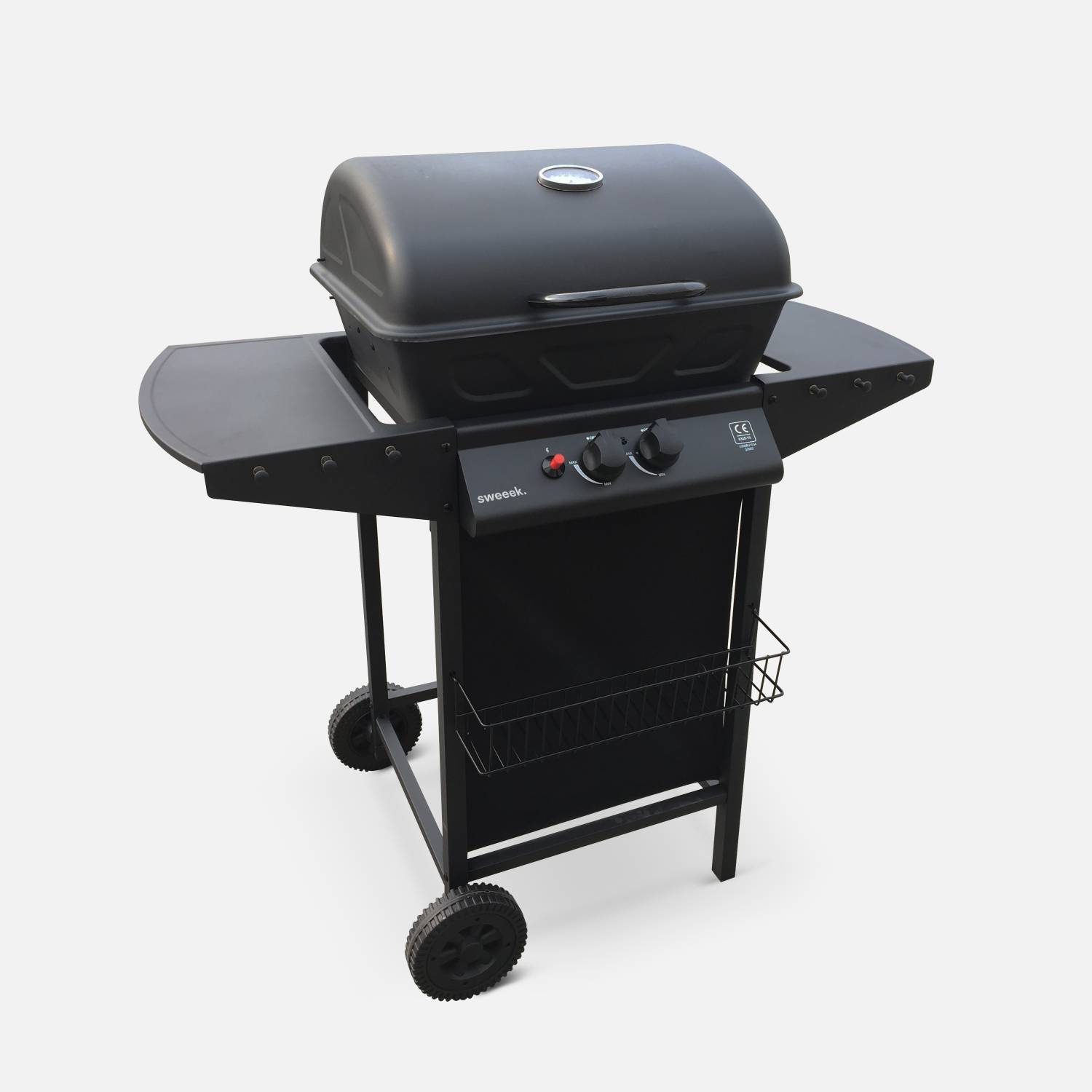 2-burner gas barbecue, Black