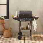 Barbecue a gás, churrasqueira, cozinha de exterior, preto, 2 queimadores - Aramis Photo1