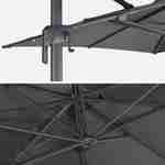 Parasol déporté rectangulaire 2x3m - Antibes - Gris - Parasol excentré inclinable, rabattable et rotatif à 360°. Photo7