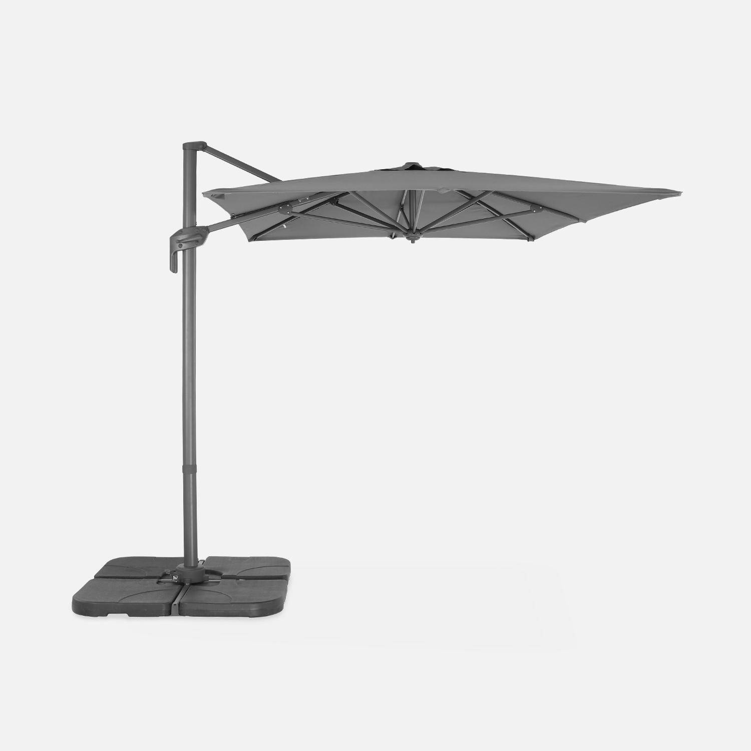 2x3m rectangular cantilever paraso - parasol can be tilted, folded and rotated 360 degreesl - Antibes - Grey Photo4