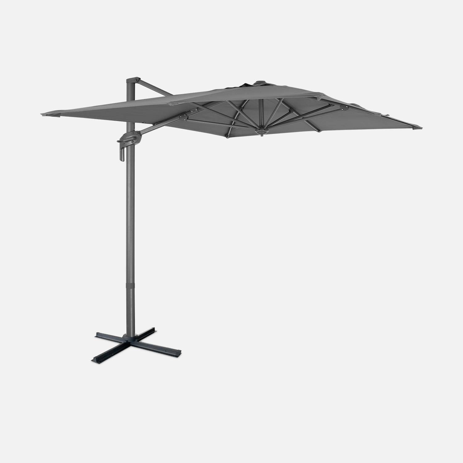 2x3m rectangular cantilever paraso - parasol can be tilted, folded and rotated 360 degreesl - Antibes - Grey Photo3