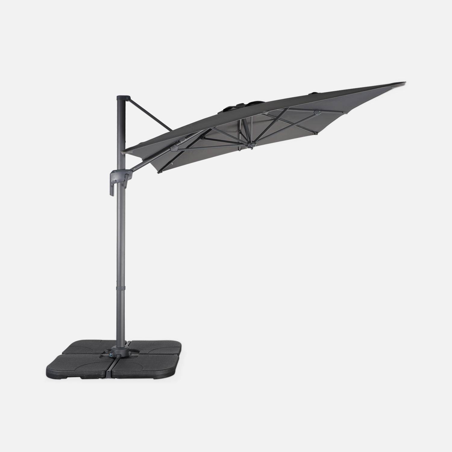 QUICK STAR Ombrellone Rettangolare Per Balcone 2x1,25 M - Pieghevole Con Volant E Bastone Regolabile, Grigio