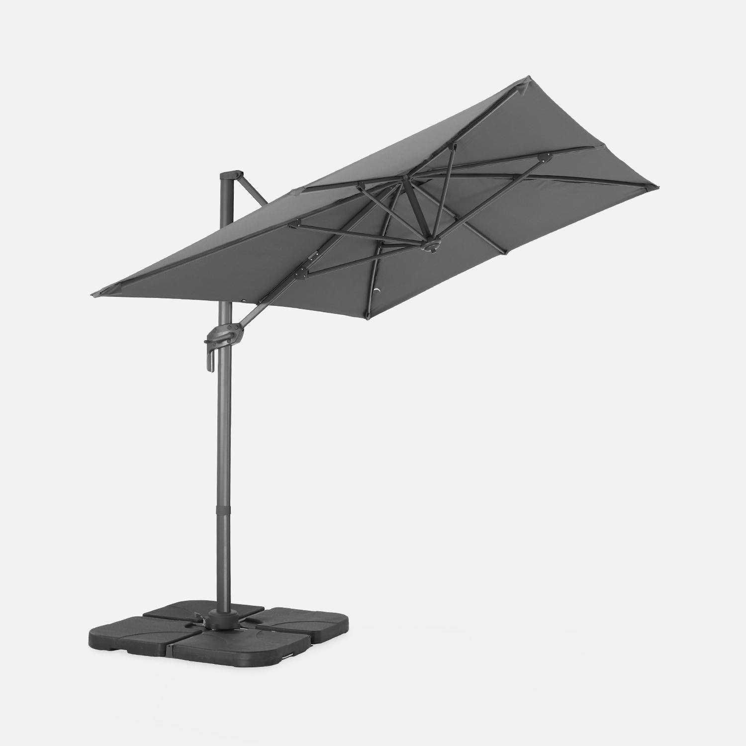 2x3m rectangular cantilever paraso - parasol can be tilted, folded and rotated 360 degreesl - Antibes - Grey Photo5