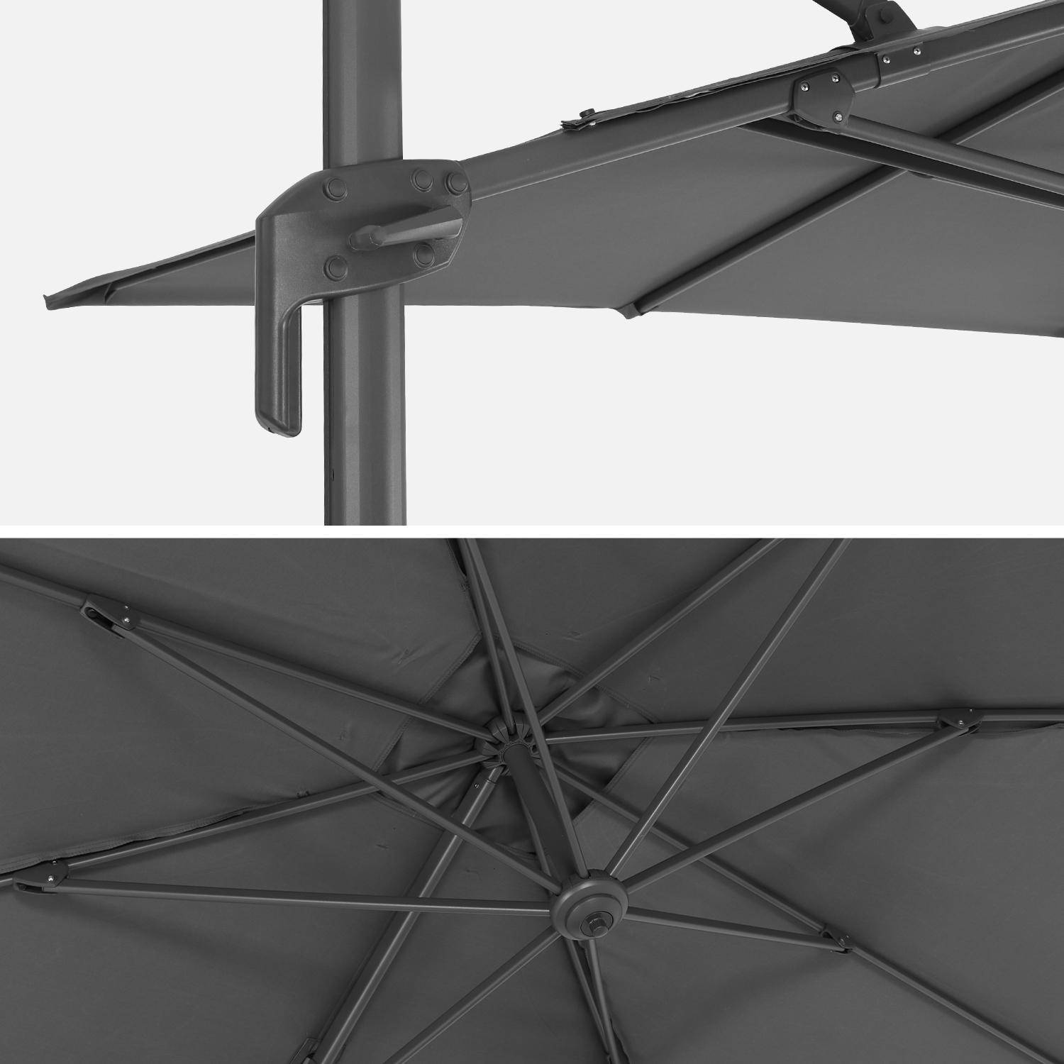 Parasol rectangular desplazado 2x3m - Antibes - Gris - Parasol desplazado que se puede inclinar, plegar y girar 360°.,sweeek,Photo7