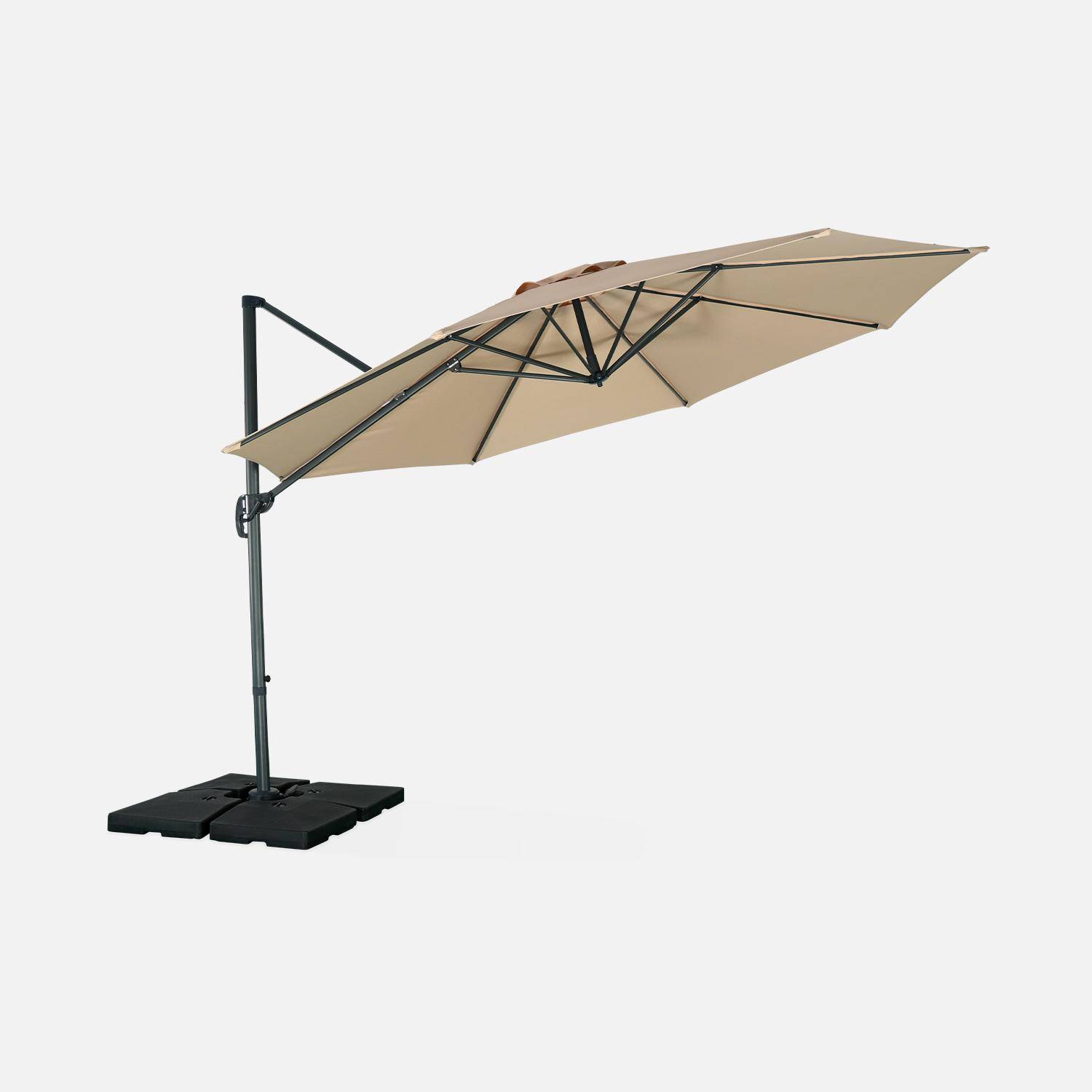 Parasol Ø350cm - parasol that can be tilted, folded and 360° rotation - Antibes - Beige Photo7