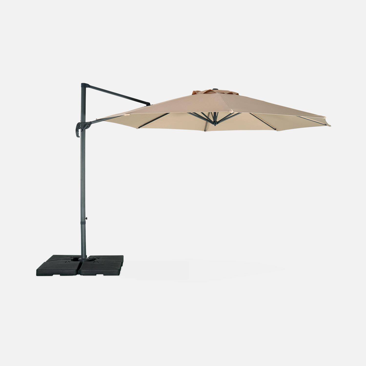 Parasol Ø350cm - parasol that can be tilted, folded and 360° rotation - Antibes - Beige Photo8