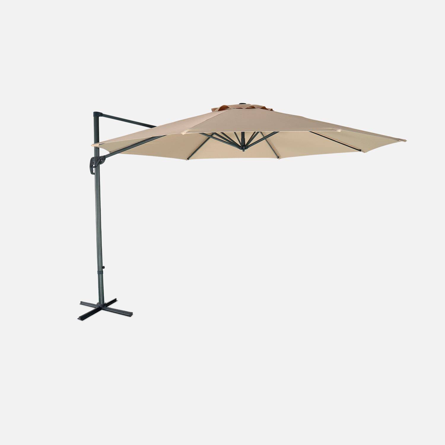 Parasol Ø350cm - parasol that can be tilted, folded and 360° rotation - Antibes - Beige Photo6
