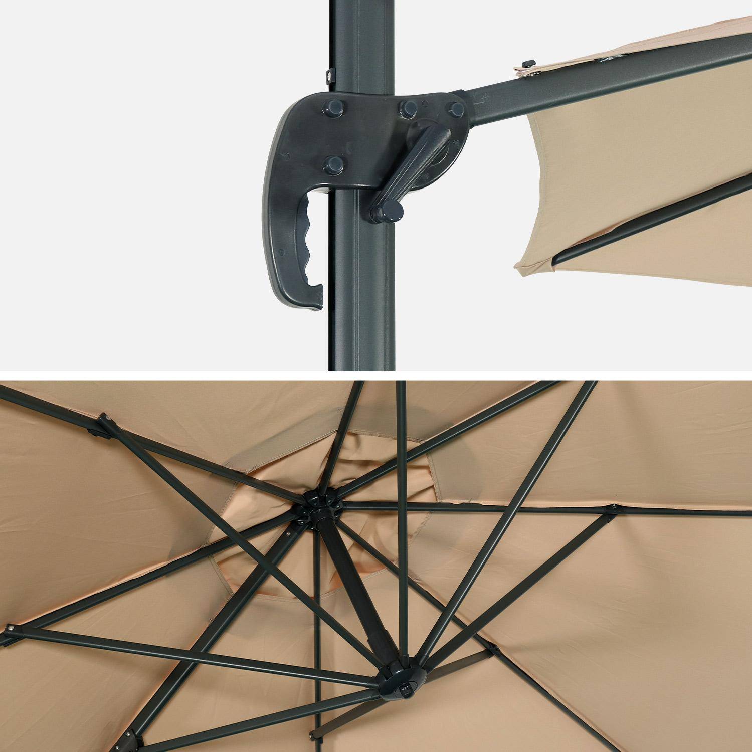 Parasol Ø350cm - parasol that can be tilted, folded and 360° rotation - Antibes - Beige Photo4