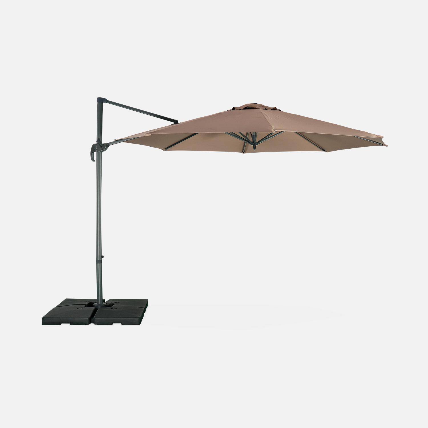 Parasol Ø350cm - parasol that can be tilted, folded and 360° rotation - Antibes - Beige-brown Photo5