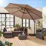 Parasol Ø350cm - parasol that can be tilted, folded and 360° rotation - Antibes - Beige-brown Photo2