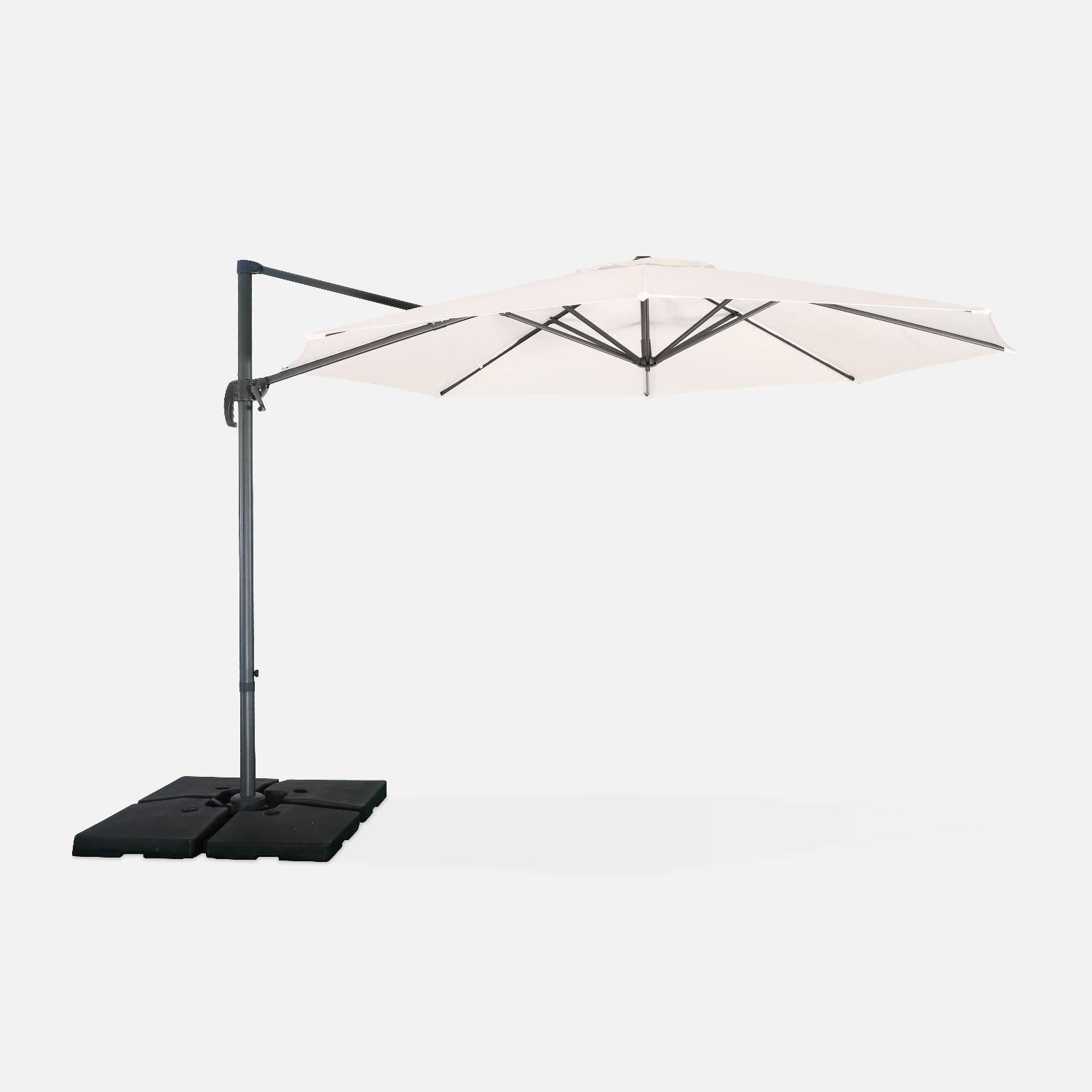 Parasol Ø350cm - parasol that can be tilted, folded and 360° rotation - Antibes - Off-White Photo5