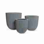 Lot de 3 caches pots – Hibiscus – vases en plastique, 3 tailles, ronds, gris foncé, emboitables  Photo3