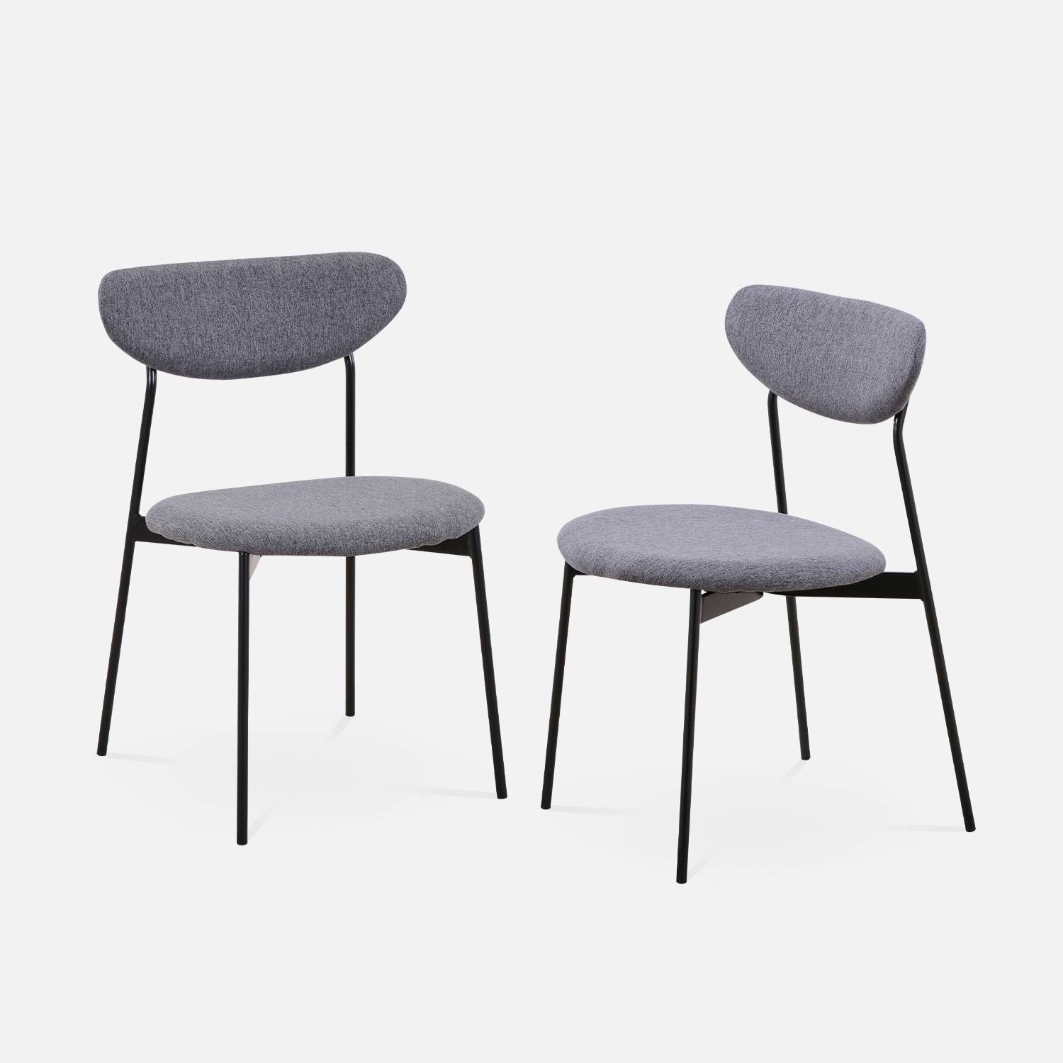 Set of 2 retro style dining chairs with steel legs, Dark Grey | sweeek