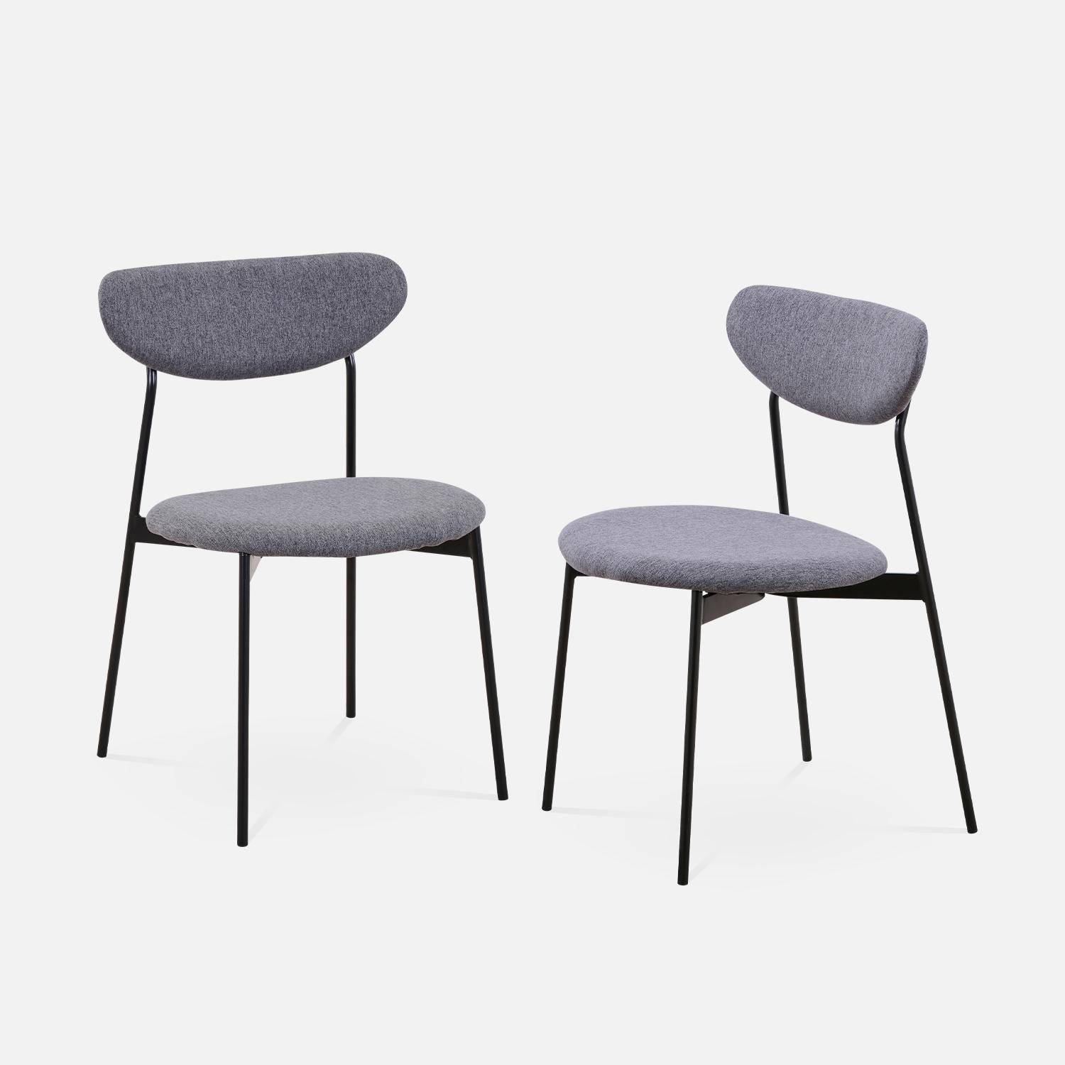 Set of 2 retro style dining chairs with steel legs - Arty - Dark Grey Photo3