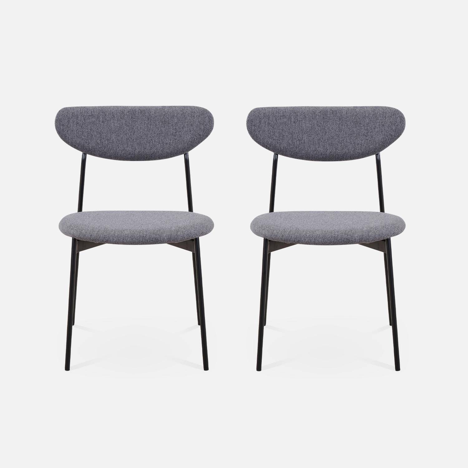 Set of 2 retro style dining chairs with steel legs - Arty - Dark Grey Photo4