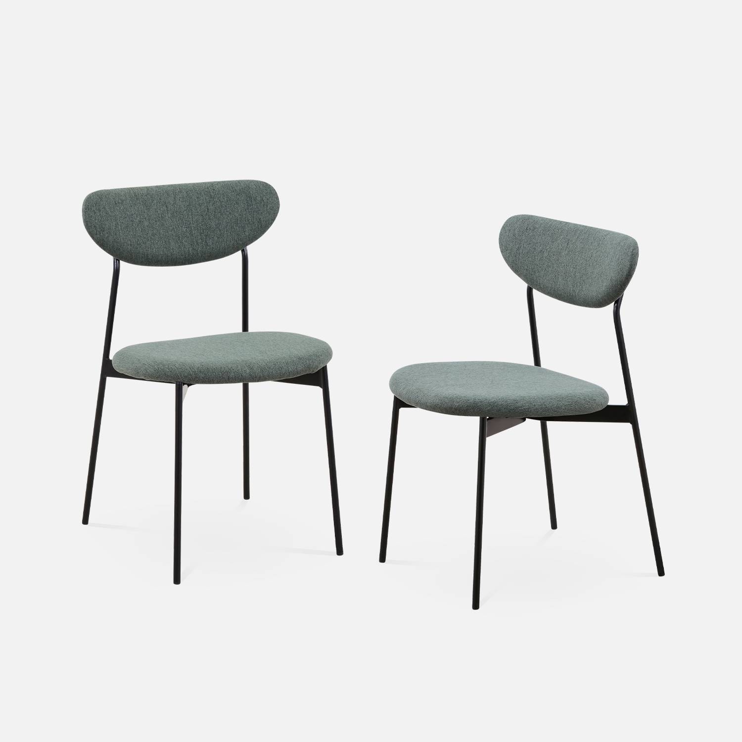 Set of 2 retro style dining chairs with steel legs, Green | sweeek