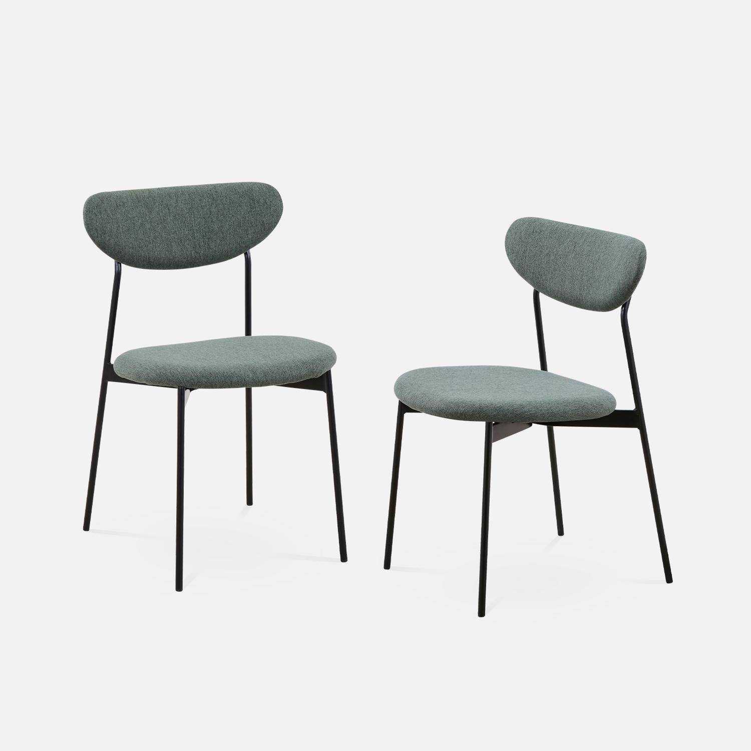 Lot de 2 chaises - Arty - scandinaves et vintage, assise et dossier vert, pieds en acier  Photo3