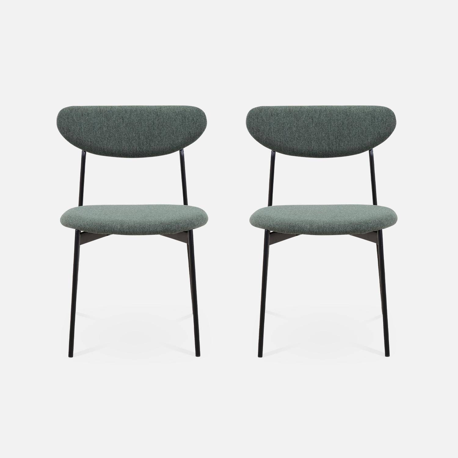 Set of 2 retro style dining chairs with steel legs - Arty - Green Photo4