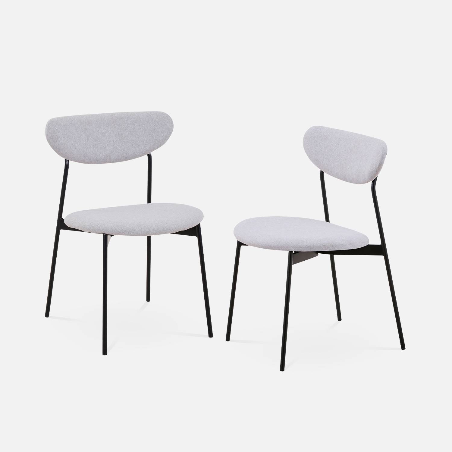 Set of 2 retro style dining chairs with steel legs, Light Grey | sweeek
