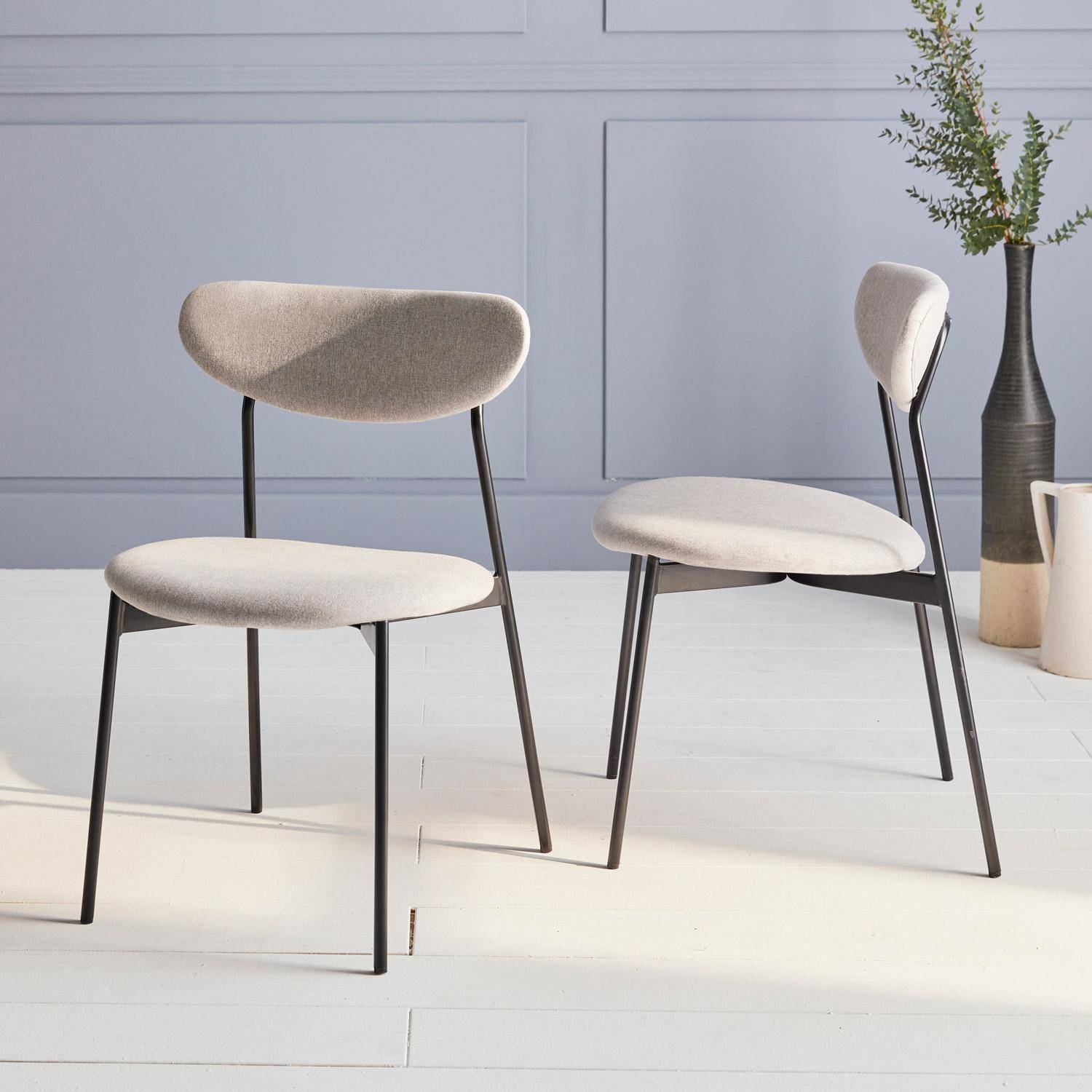 Set di 2 sedie - Arty - Scandinave e vintage, seduta e schienale grigio chiaro, gambe in acciaio,sweeek,Photo1