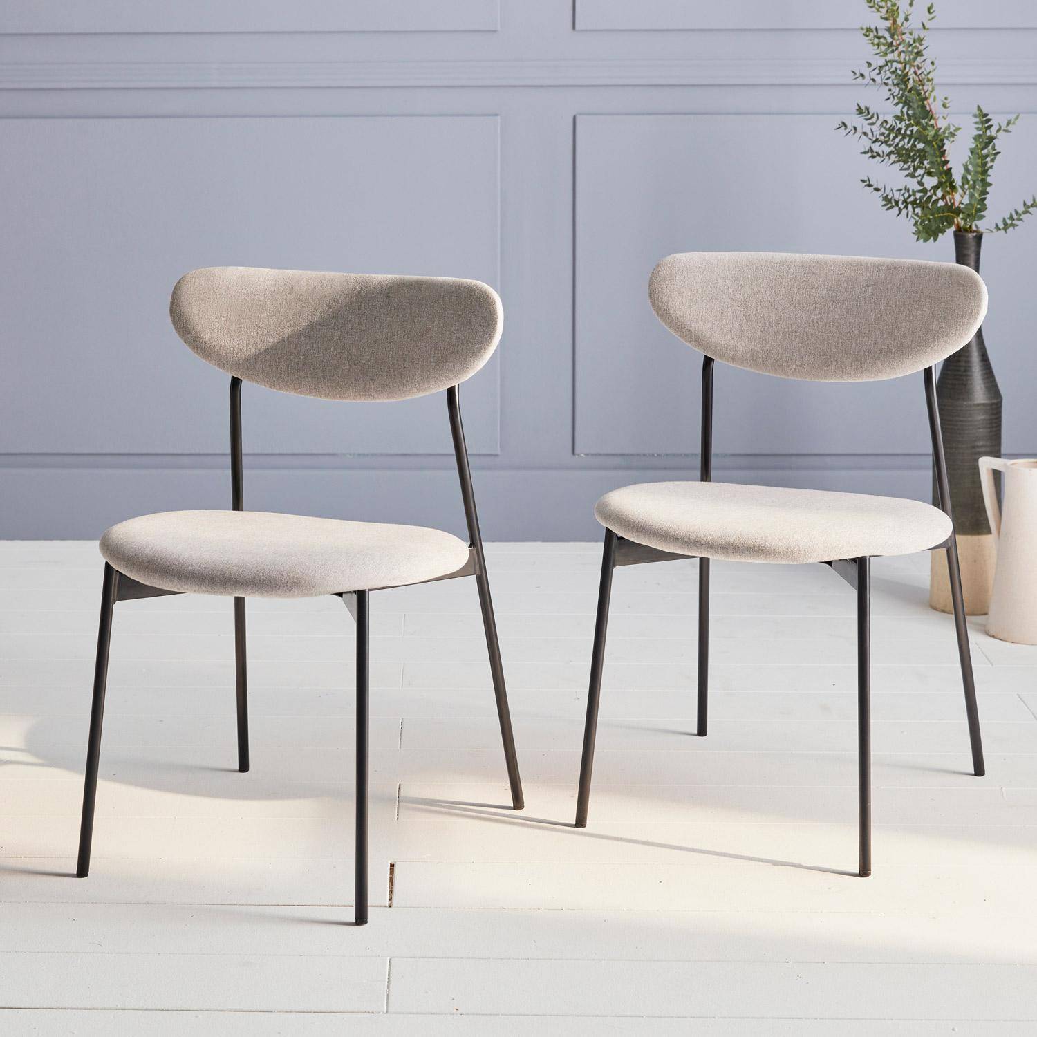 Set di 2 sedie - Arty - Scandinave e vintage, seduta e schienale grigio chiaro, gambe in acciaio Photo2