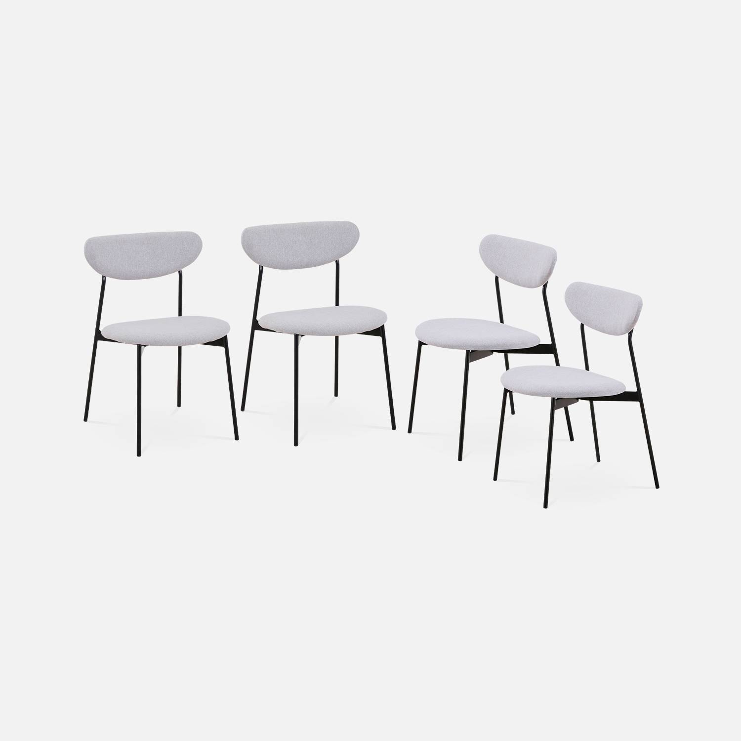 Set of 4 retro style dining chairs with steel legs, Light Grey | sweeek
