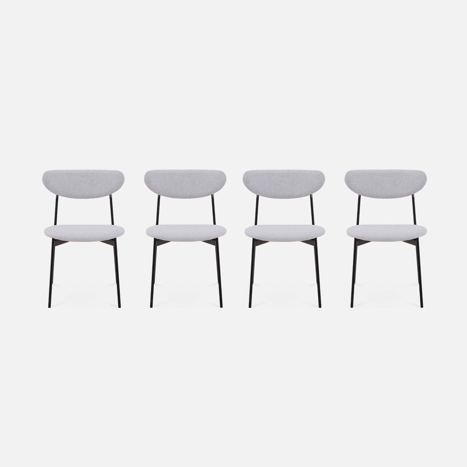 Set of 4 retro style dining chairs with steel legs - Arty - Light Grey Photo4