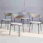Set of 4 retro style dining chairs with steel legs - Arty - Light Grey Photo1