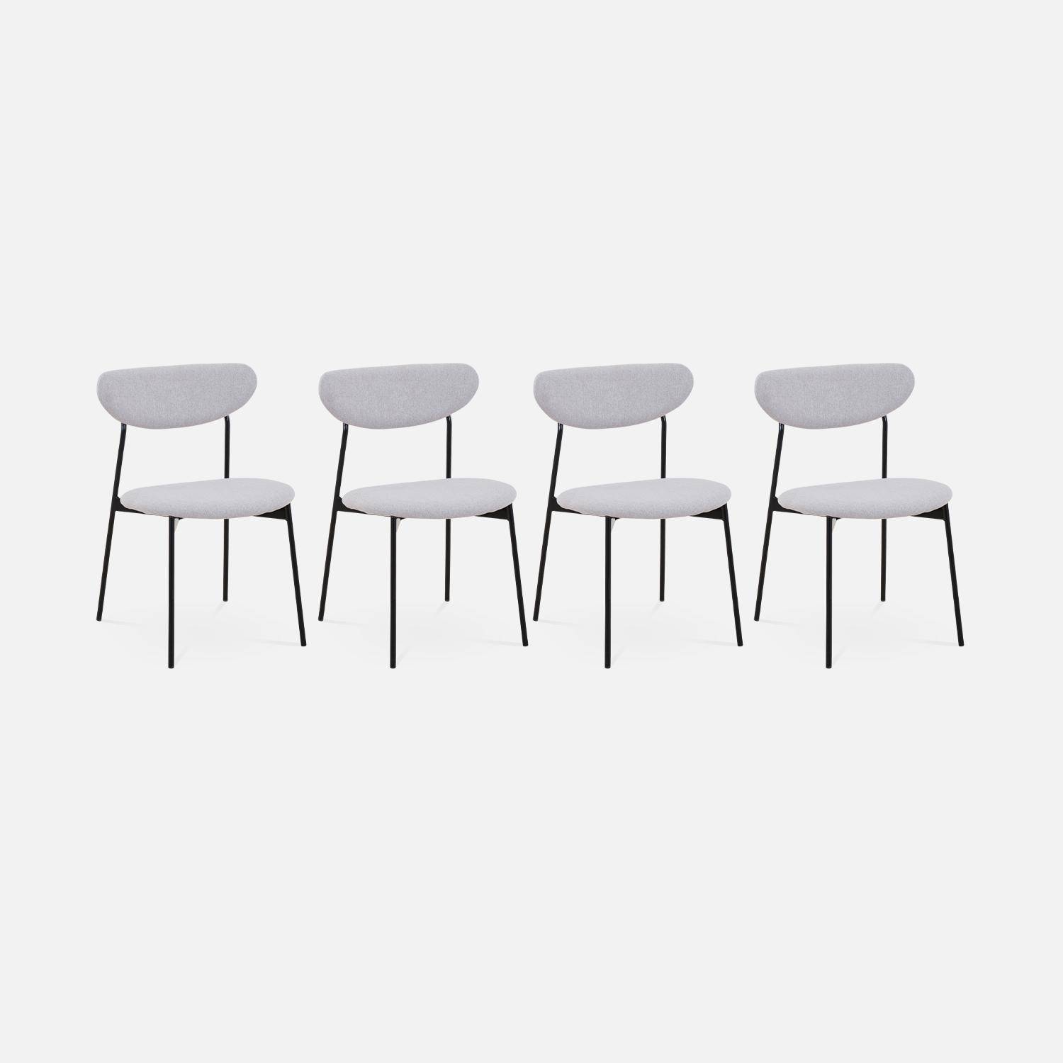 4er Set Stühle - Arty - Skandinavischer Stil und Vintage, hellgraue Sitzfläche und Rückenlehne, Stahlbeine,sweeek,Photo3
