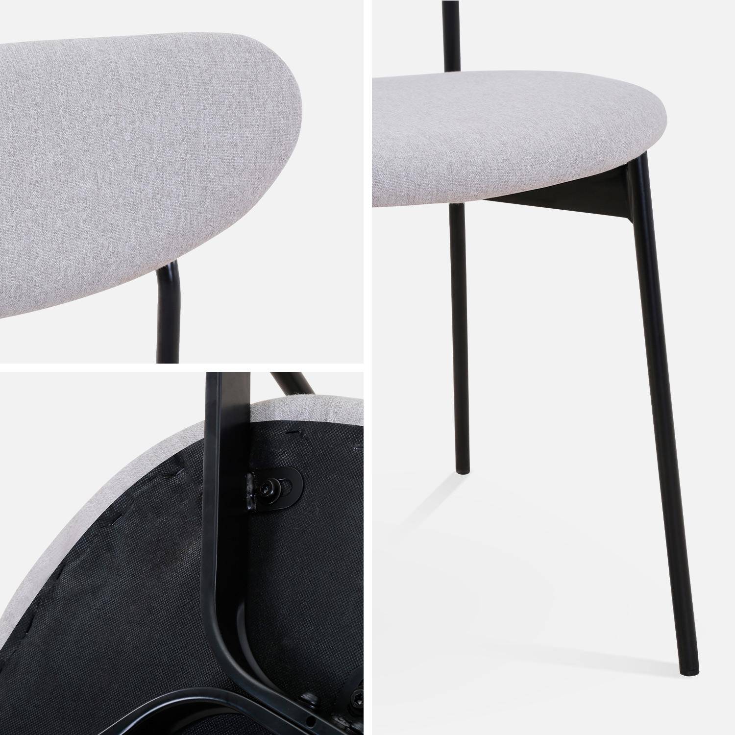 4er Set Stühle - Arty - Skandinavischer Stil und Vintage, hellgraue Sitzfläche und Rückenlehne, Stahlbeine,sweeek,Photo7