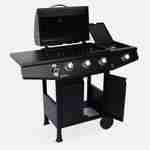 Gas barbecue - Treville - Barbecue 3 burners + 1 black side burner, with thermometer Photo2