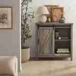 Aparador decoración madera gris 90x39x90cm - Galant - 2 estantes, 4 compartimentos de almacenaje Photo1