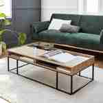 Table basse en décor bois et métal 120x59x34.5cm - Magnus - 3 espaces de rangement  Photo1