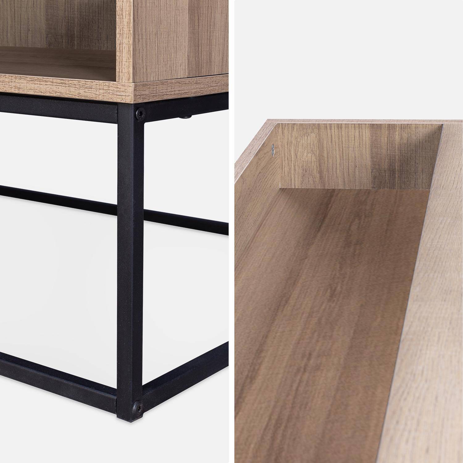 Metal and wood-effect coffee table, 120x59x34.5cm, Magnus, Black,sweeek,Photo5