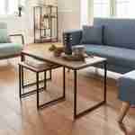  Tables basses en métal et décor bois encastrables - Loft -  tables gigognes, 100x48x48cm & 40x40x40cm Photo2