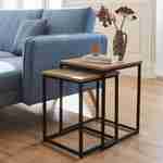  Tavolini da caffè in metallo e legno - Loft - Tavolini da salotto, 40x40x50cm e 35x35x45cm Photo2