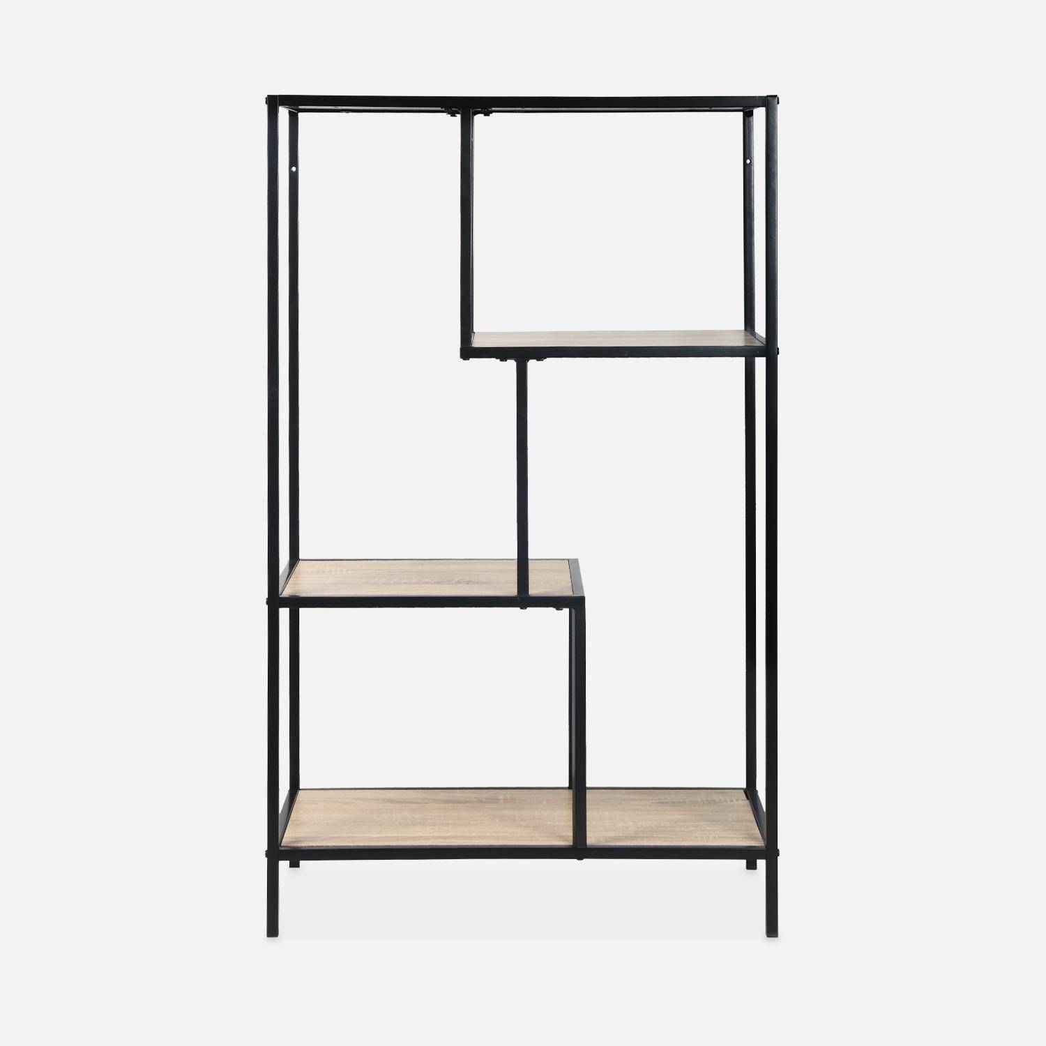 Estantería de metal y madera negra - Loft - Librería de 4 niveles, 69 x 33 x 113,5cm,sweeek,Photo4