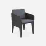 Tuinset van kunsthars, imitatierotan. 4 stoelen, vierkante tafel, inclusief kussens, grafiet met grijze kussens Photo5